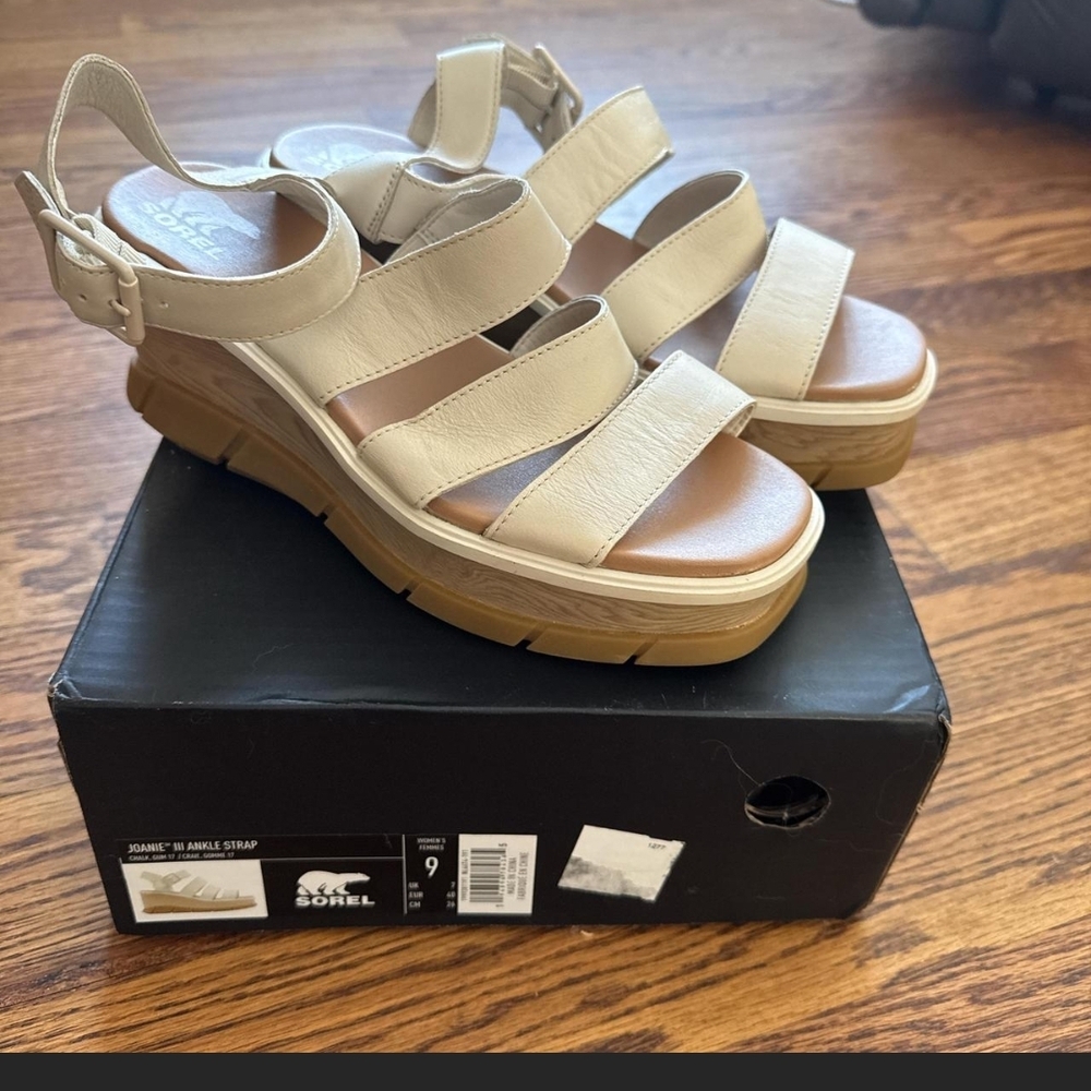 Sorel Cream and Tan Platform Sandals - Picture 2 of 8